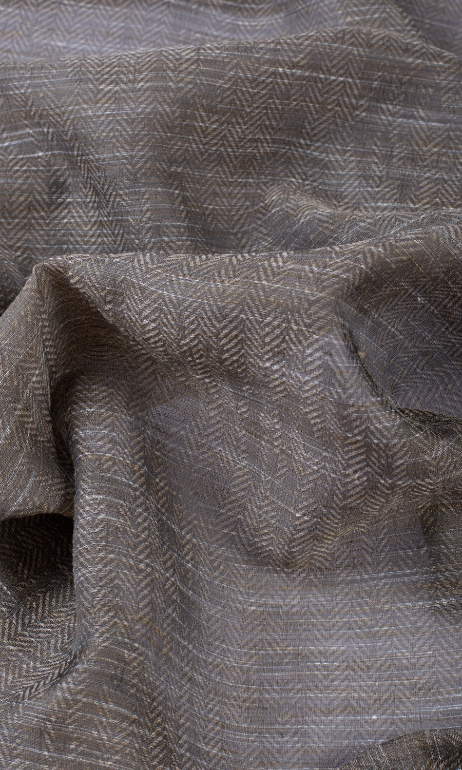Herringbone Sheer Fabric Sample for Roman Blinds & Shades (Grey/ Coffee Brown)