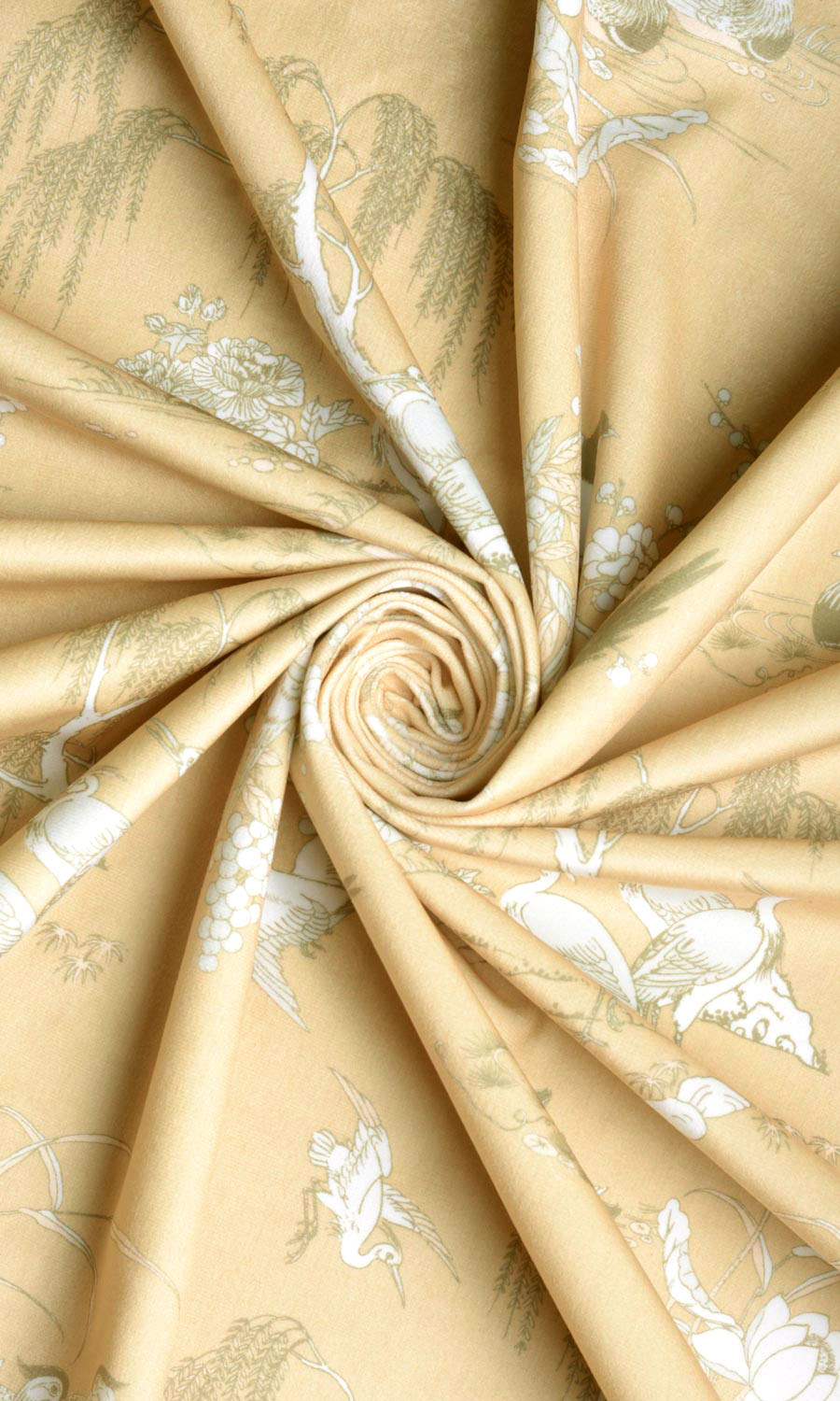 Chinoiserie Toile Velvet Fabric Sample for Roman Blinds & Shades (Yellow)