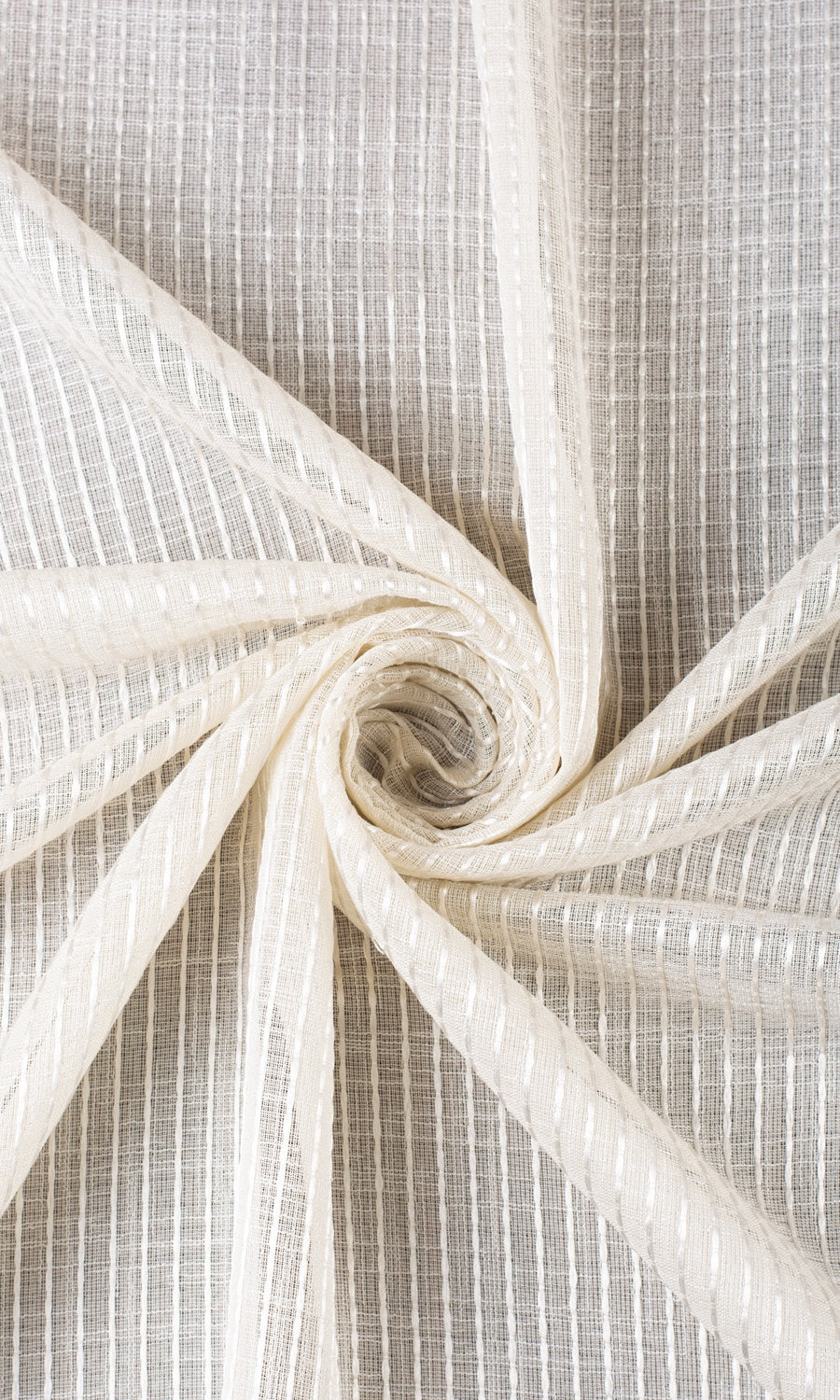 Embroidered Striped Sheer Fabric Material By the Yard (Creamy Beige)