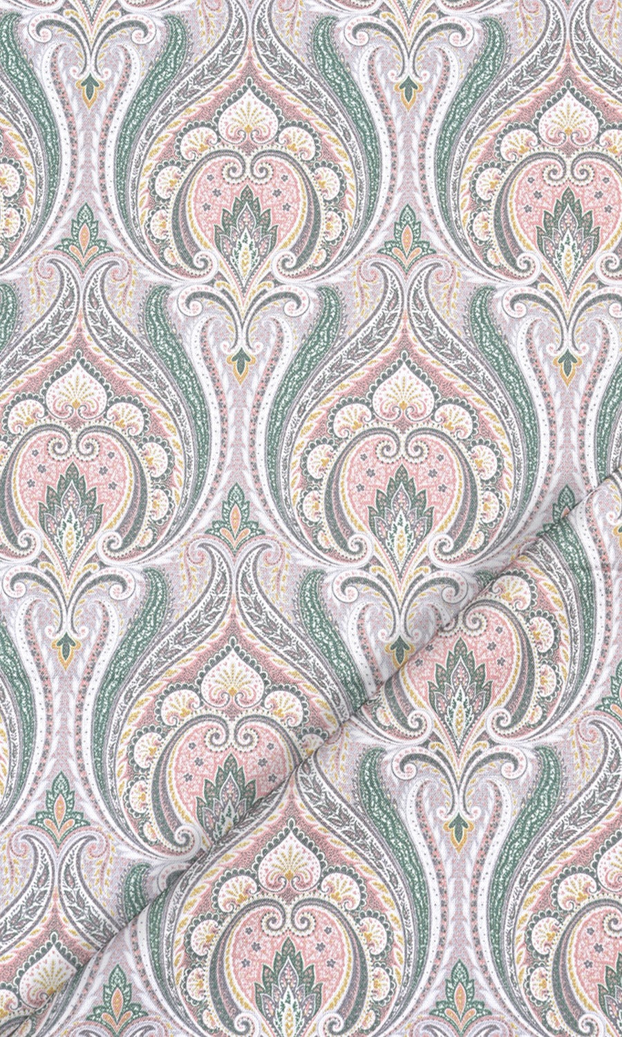 Floral Damask Home Textile Fabric Material By the Yard (Pink/ Green/ Grey)