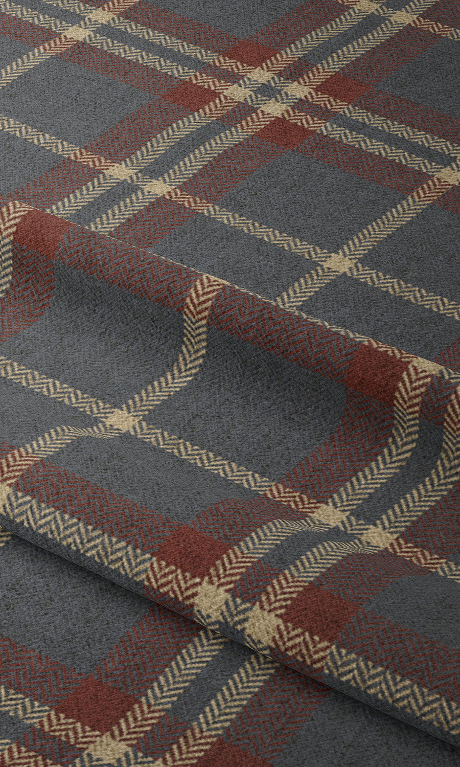 Checkered Fabric Material By the Yard (Grey/ Red/ Beige)