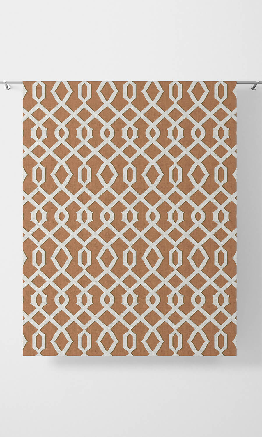 Trellis Print Home Décor Fabric By the Metre (Rust Orange/ White)
