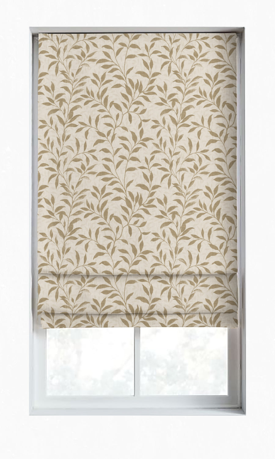 Dimout Floral Window Treatments Fabric By the Yard (Eggshell White/ Brown)