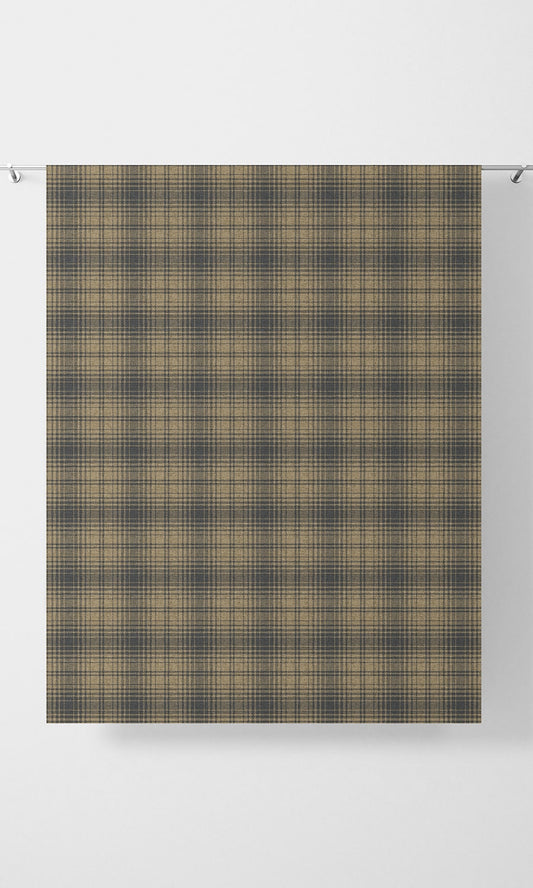 Plaid Home Décor Fabric By the Yard (Yellow & Navy Blue/Grey)