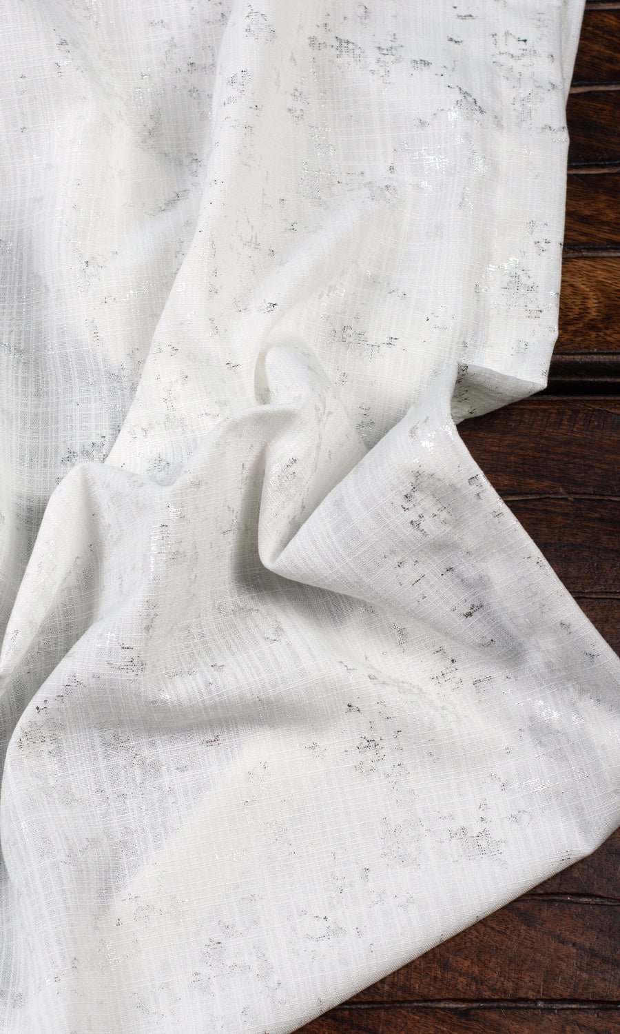 Metallic Abstract Print Home Textile Fabric Material Sample (White/ Silver)