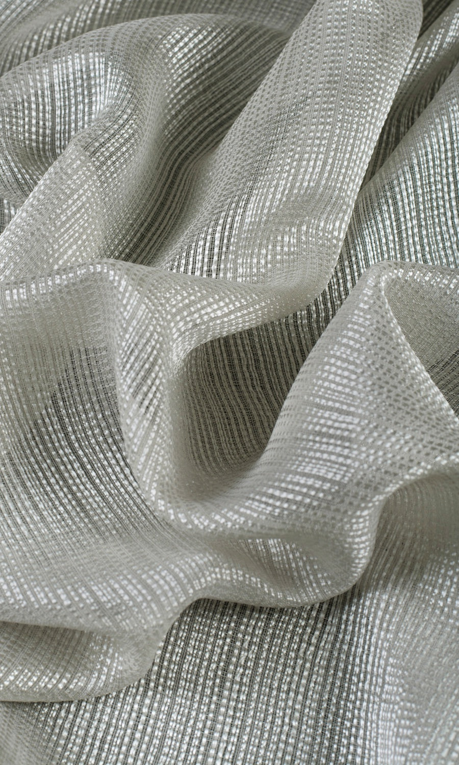 Woven Striped Sheer Home Textile Fabric Material Sample (Grey)