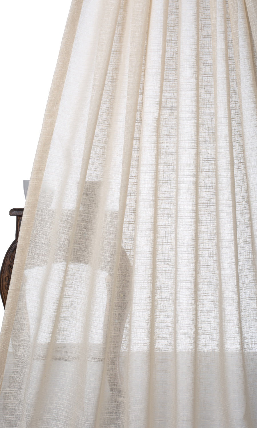 Plain Textured Sheer Home Textile Fabric Material Sample (Pale Beige)