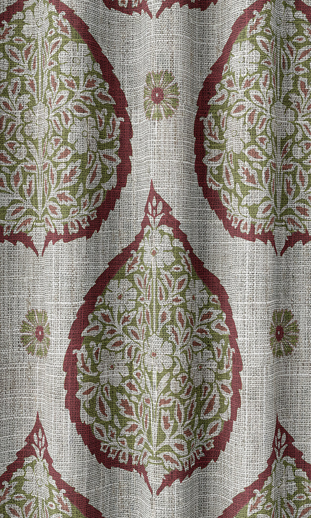 Paisley Home Textile Fabric Material By the Yard (Red/ Green)
