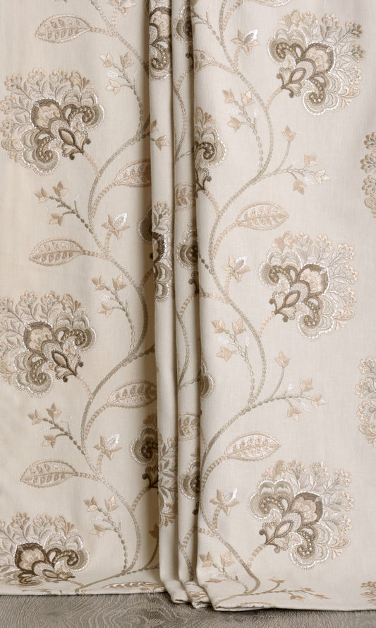 Vine Embroidered Blinds (Latte Beige/ Brown)