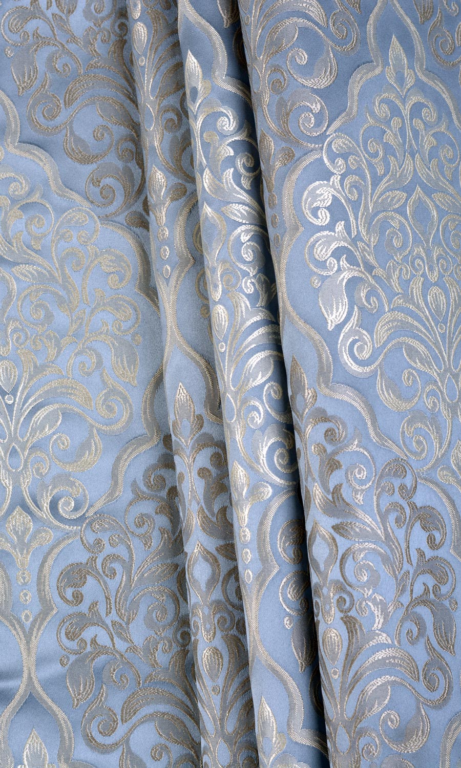 Damask Fabric Material By the Yard (Navy Blue/ White)