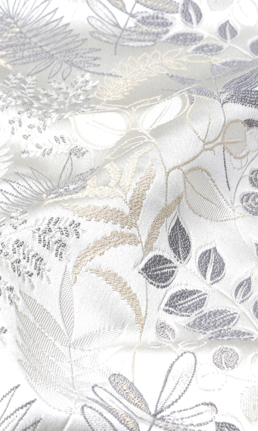 Botanical Home Textile Fabric Material By the Yard (Pale Grey/ Warm White)