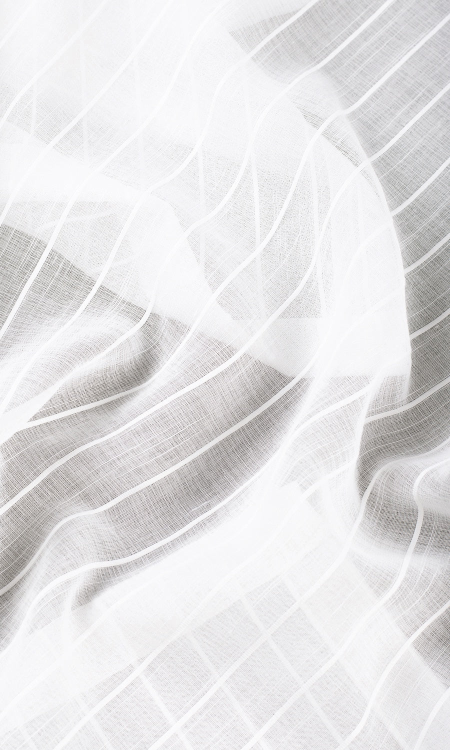 Striped Sheer Fabric Sample for Roman Blinds & Shades (White)