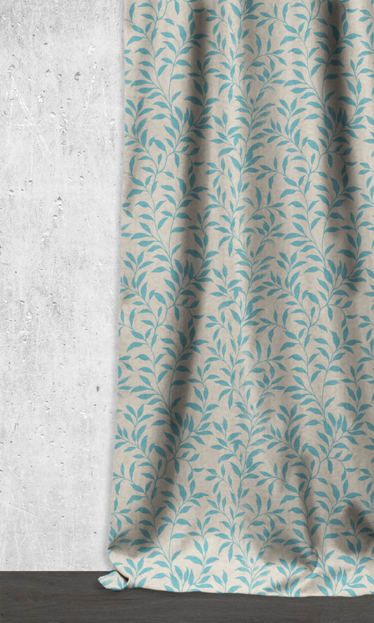 Floral Dimout Shades (Blue/ Ivory)