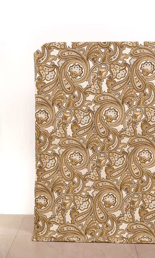 Paisley Home Décor Fabric By the Yard (Beige/ Yellow/ Umber)