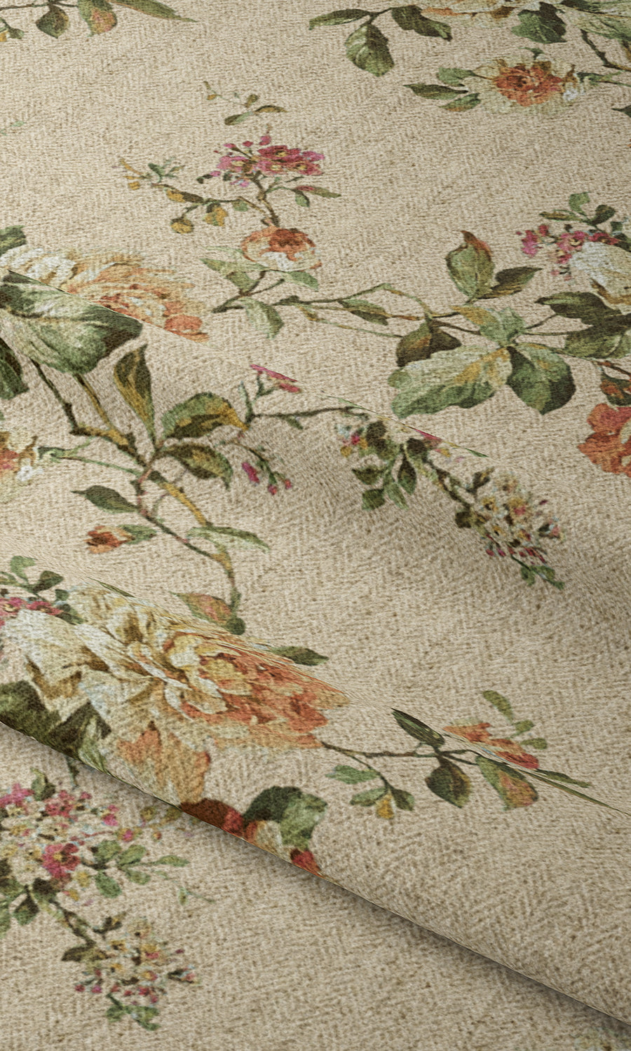 Modern Country Floral Free Fabric Material Sample (Yellow)