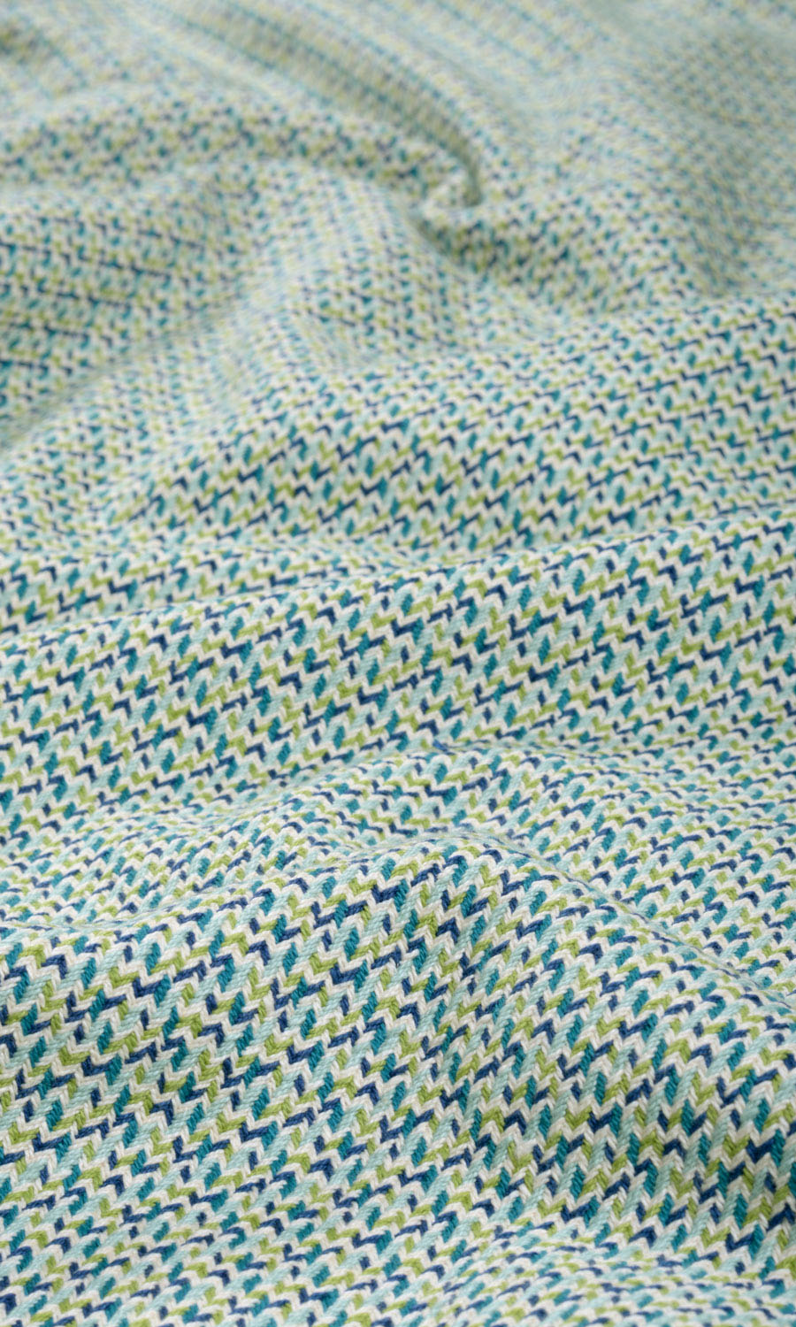 Houndstooth Patterned  Home Décor Fabric By the Yard (Blue/ Green)