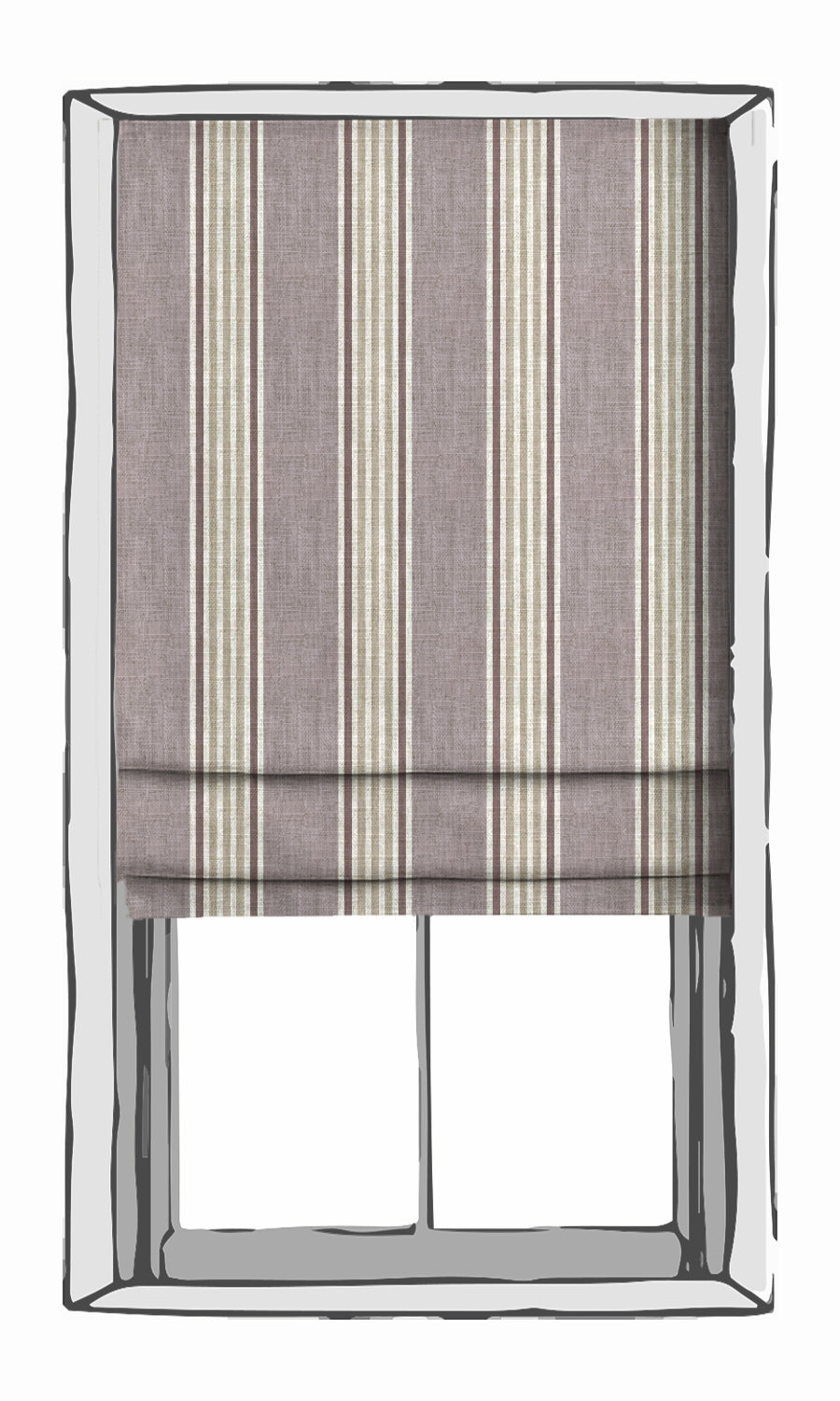 Striped Window Treatments Fabric By the Metre (Mauve/ Beige/ Ivory)