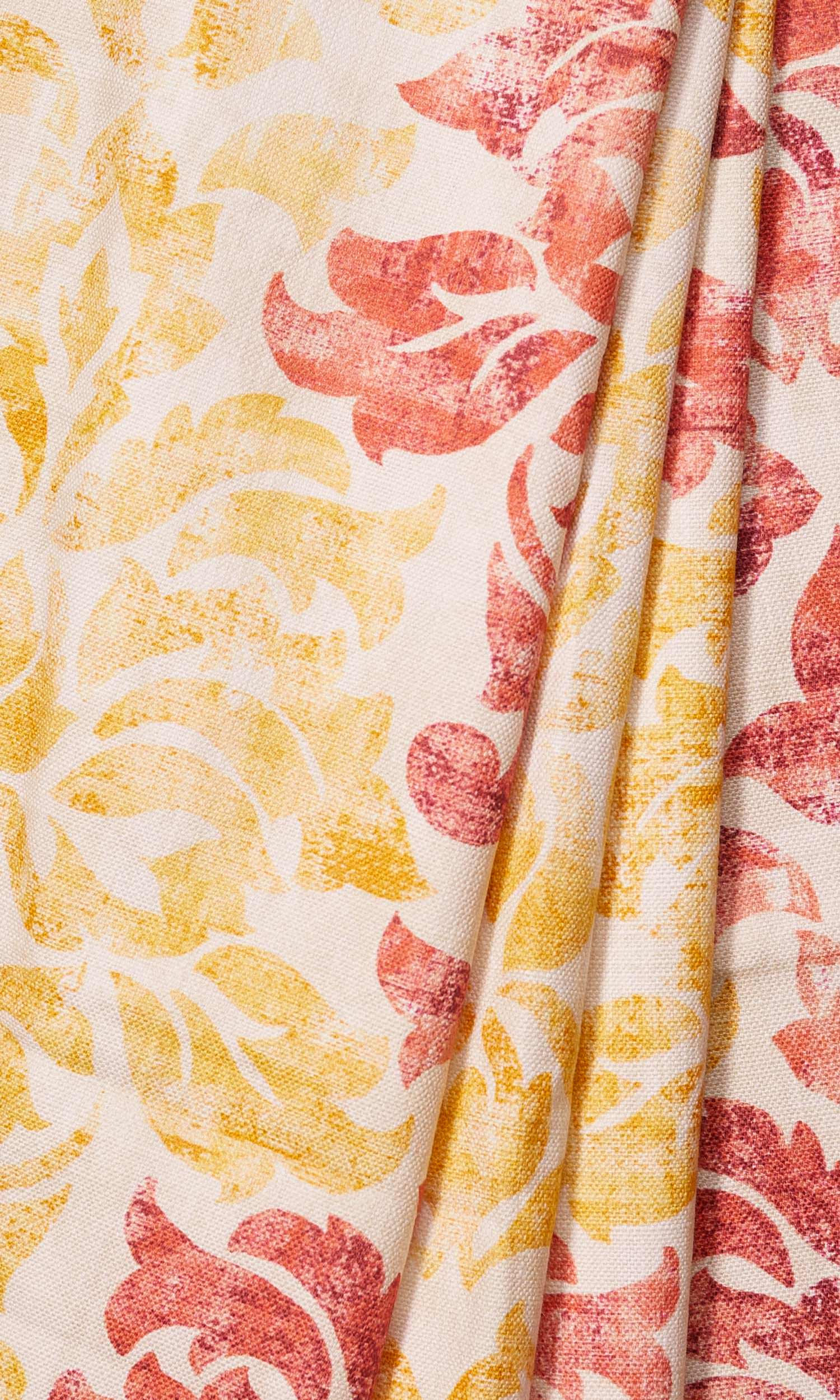 Printed Home Décor Fabric By the Yard (Red/ Yellow)