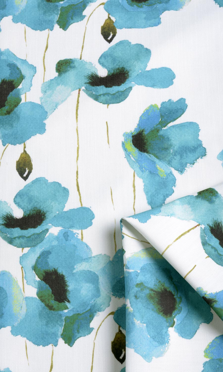 Water Lilies Floral Home Textile Fabric Material Sample (Blue)