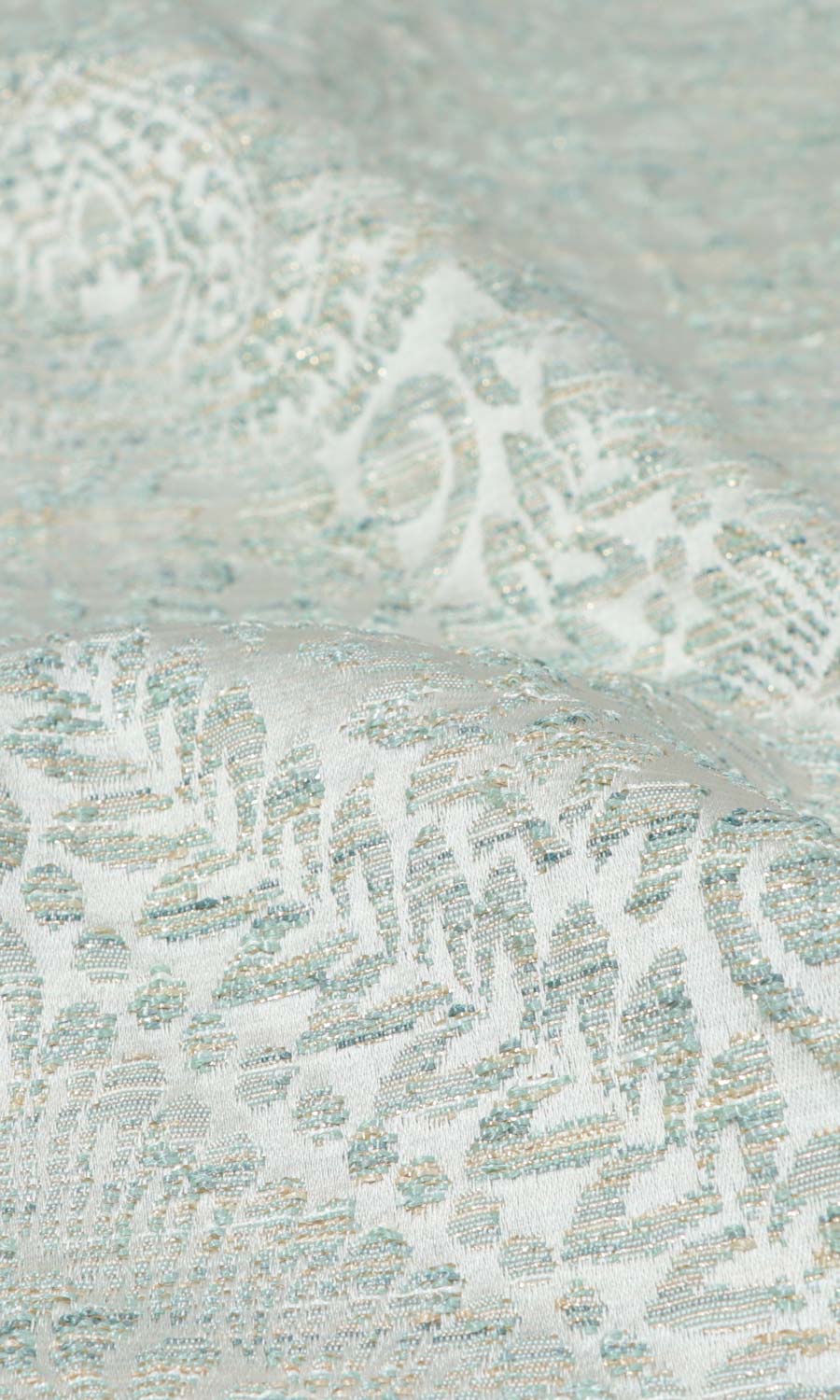 Textured Floral Home Textile Fabric Material By the Yard (Pale Grey/ Mint)
