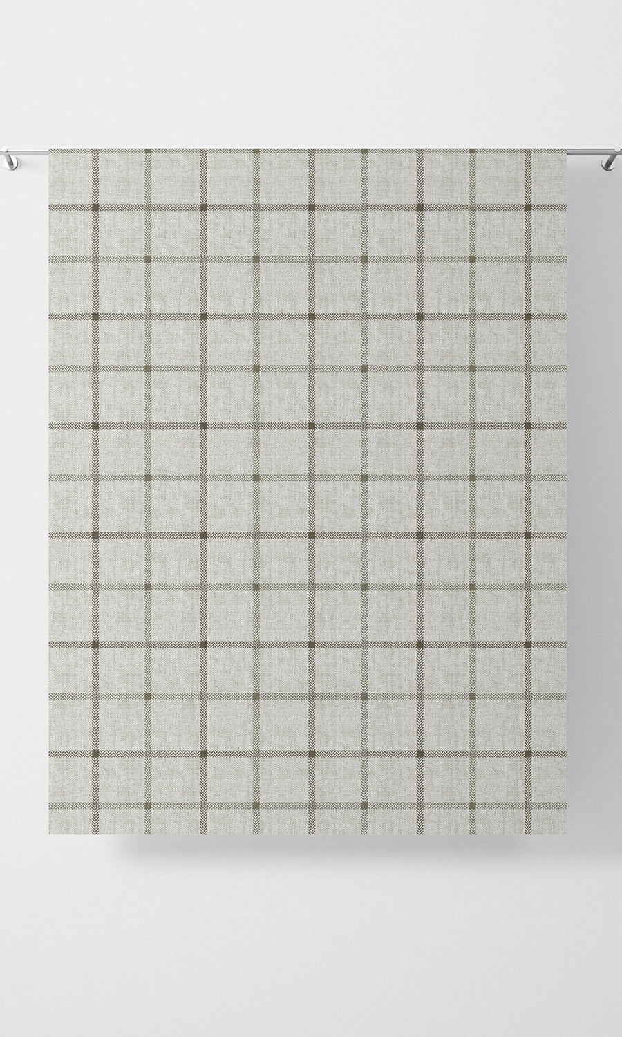 Modern Check Patterned Home Textile Fabric Material By the Yard (Linen White)