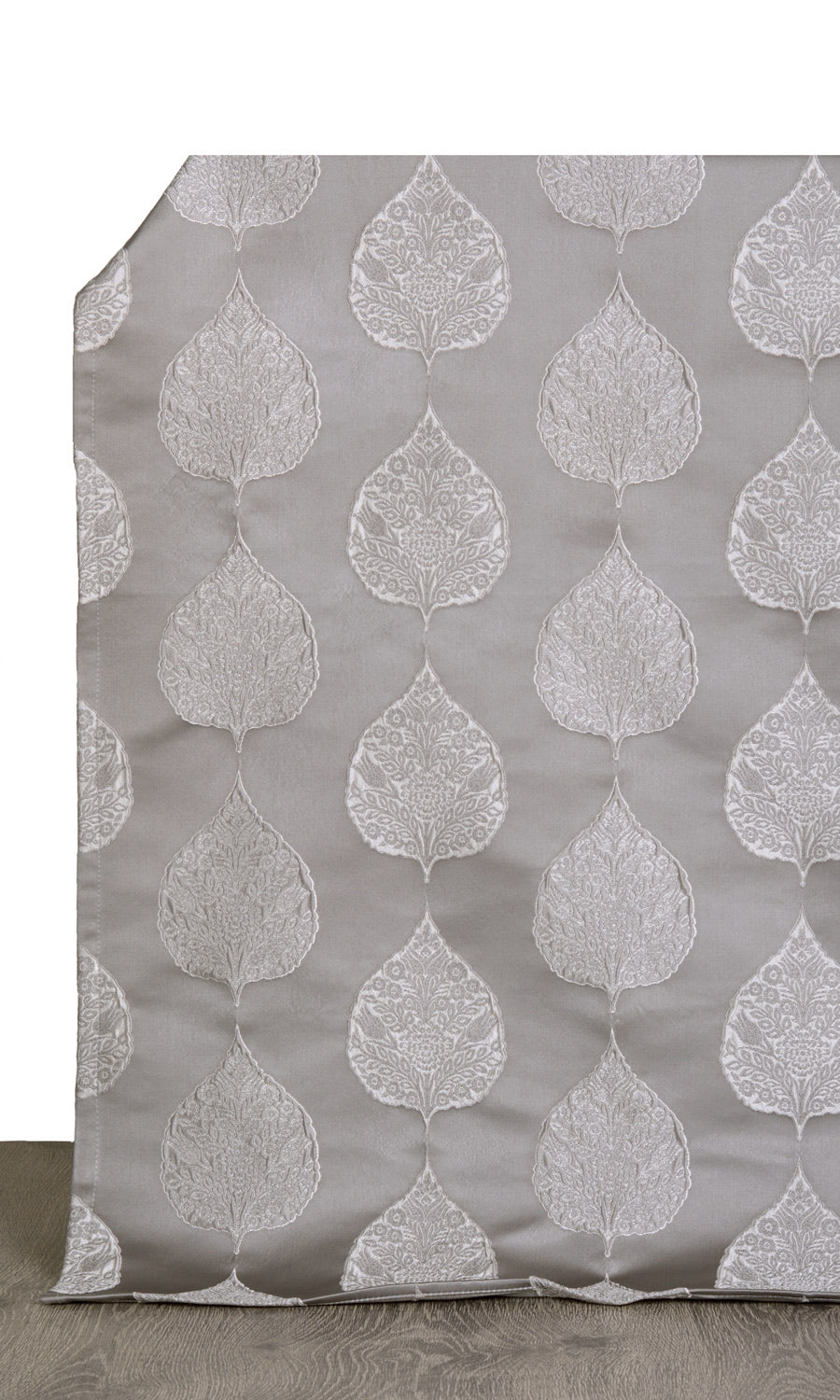 Ogee Patterned  Window Treatments Fabric Sample (Pale Gray)
