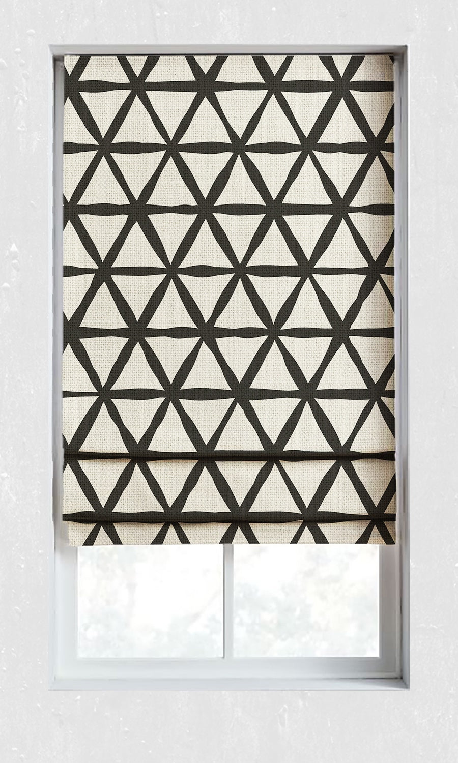 Geometrical Pattern Window Treatments Fabric By the Metre (Black/ Ivory)