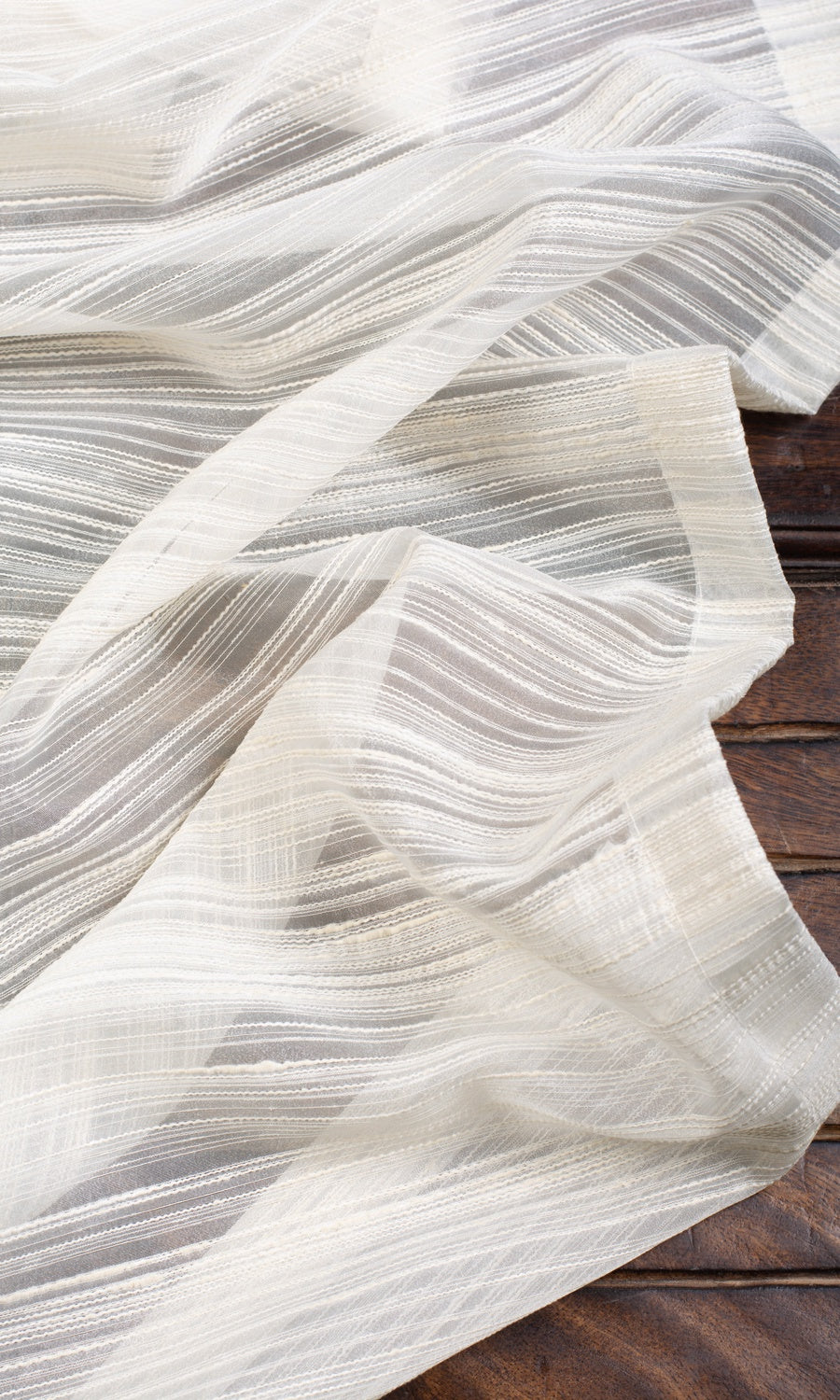 Striped Sheer Window Treatments Fabric By the Yard (Ivory/ Cream)