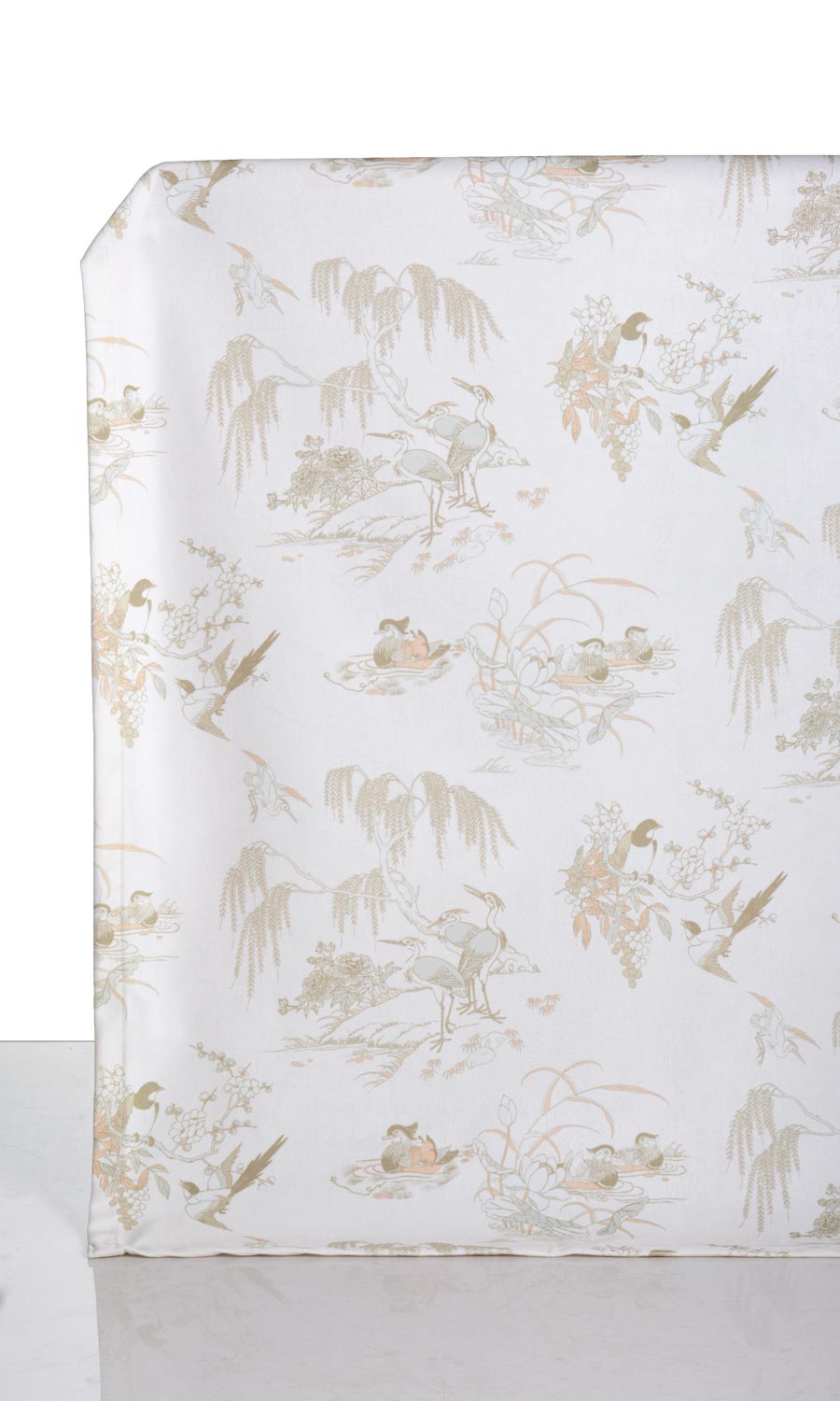 Chinoiserie Toile Velvet Window Treatments Fabric Sample (White/ Ivory)