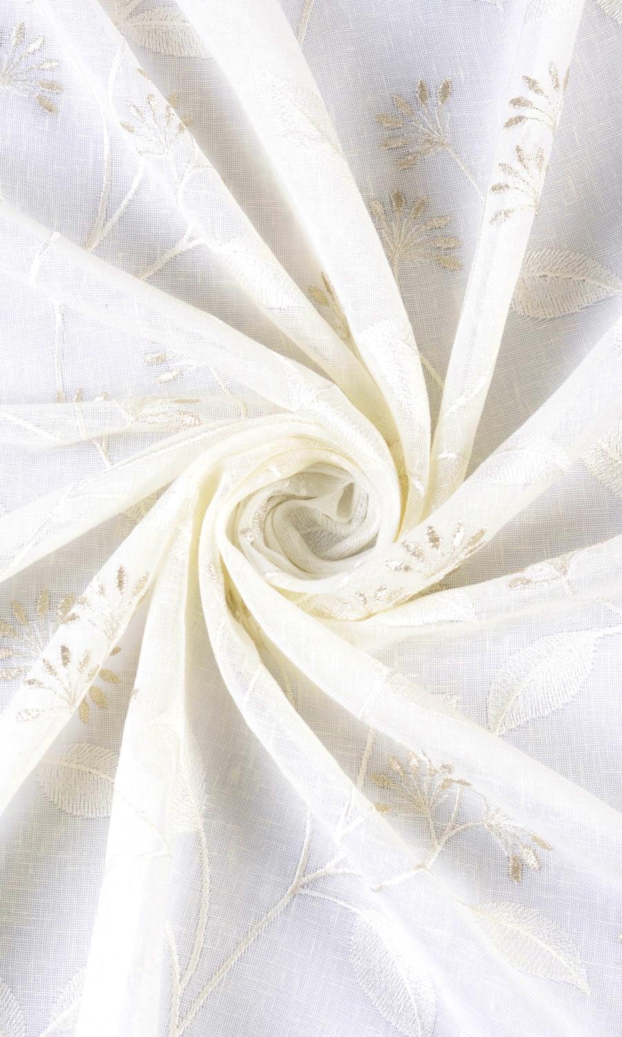 Floral Sheer Home Textile Fabric Material By the Yard (White/ Cream)