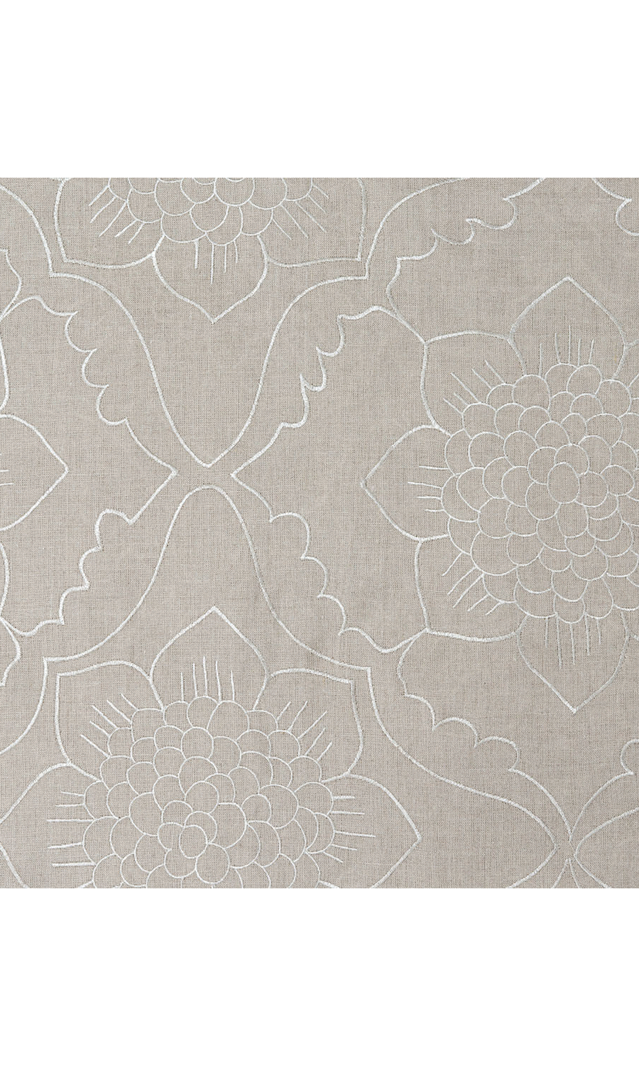 Floral Embroidered Linen Window Treatments Fabric By the Metre (Brown)