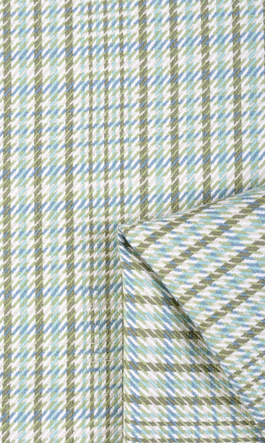 Houndstooth Cotton Window Treatments Fabric By the Yard (Green/ Blue)