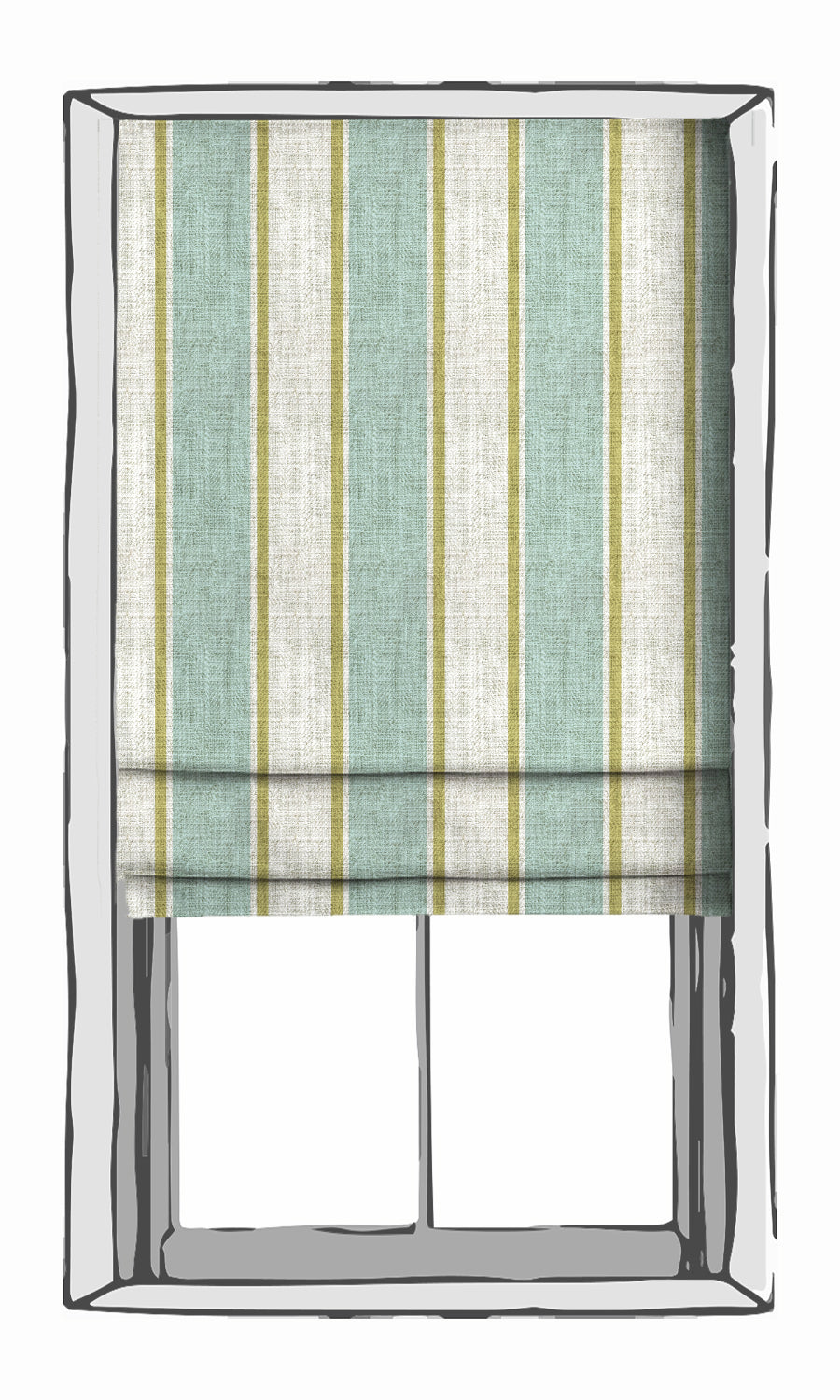 Striped Window Treatments Fabric By the Yard (Turquoise Blue/ Green)