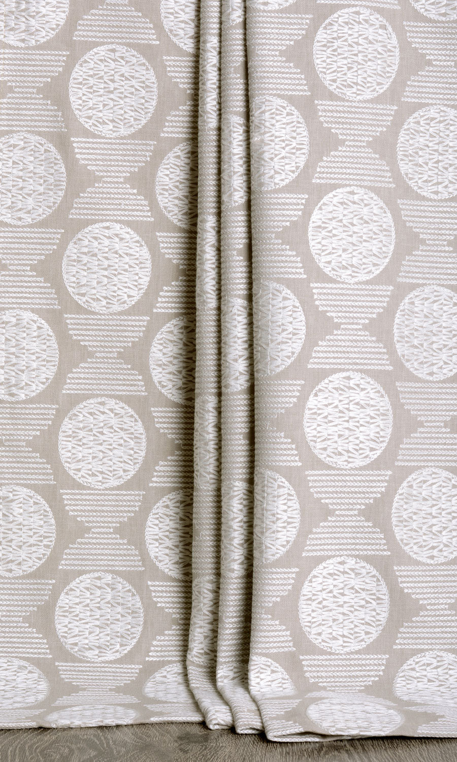 Geometric Patterned Window Treatments Fabric By the Yard (Oatmeal Beige)