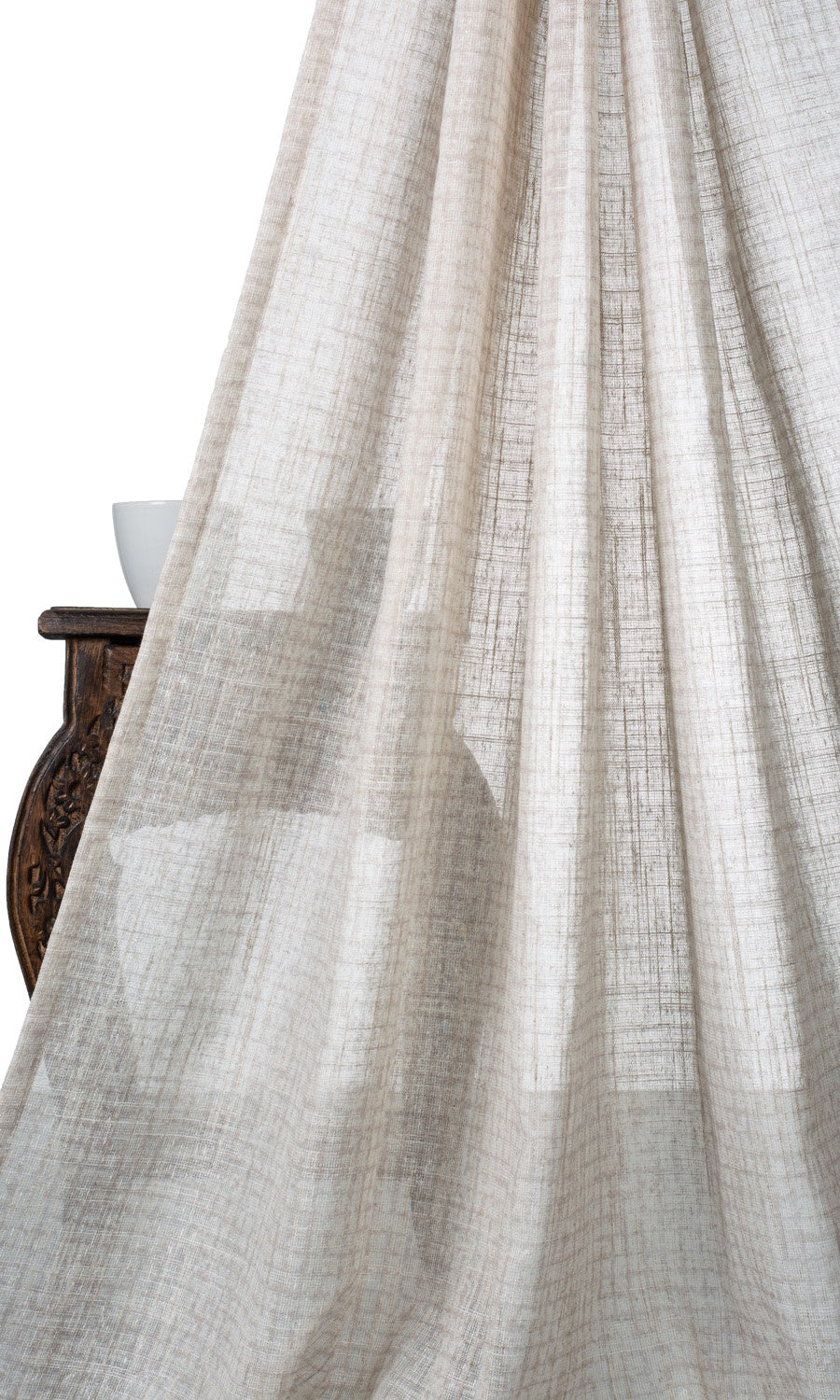 Checked Sheer Window Treatments Fabric Sample (Cream/ Pale Beige)