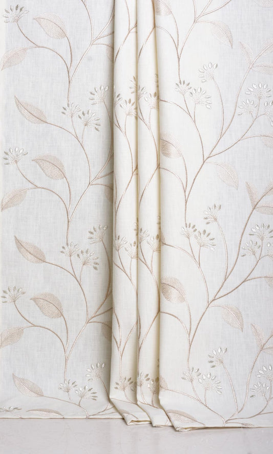 Floral Embroidery Home Décor Fabric By the Yard (White/ Cream)