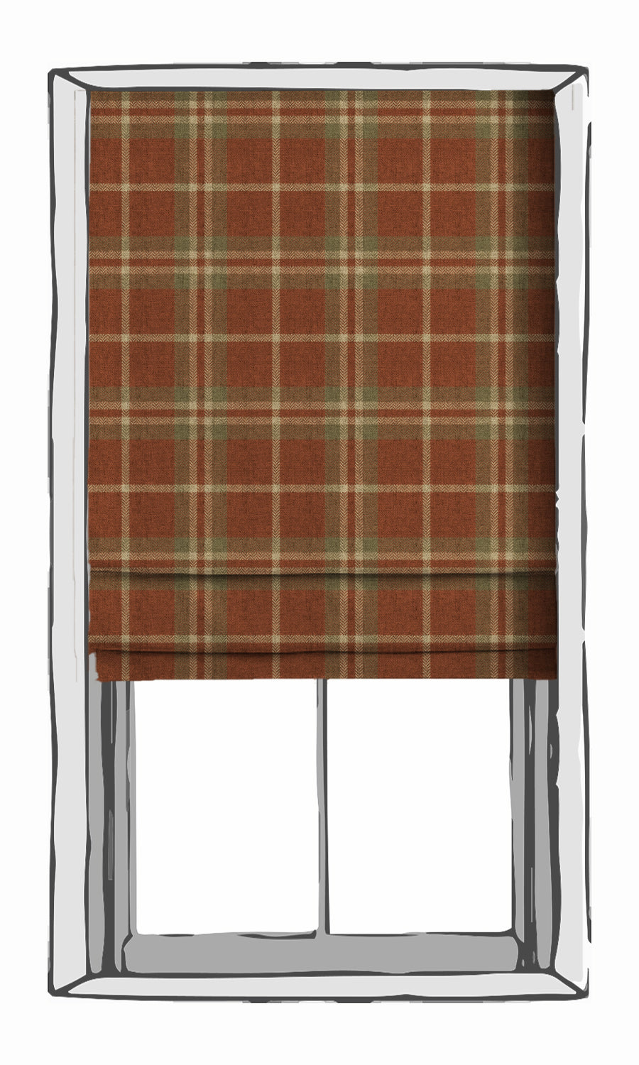 Check Print Window Treatments Fabric Sample (Brick Red/ Green)