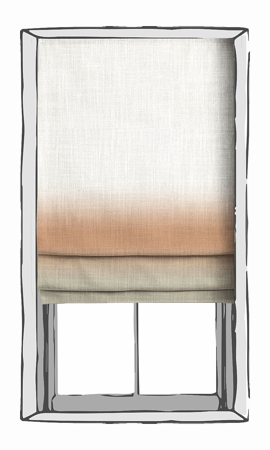 3-Tone Ombre Window Treatments Fabric By the Yard (Rust Orange/ Beige)