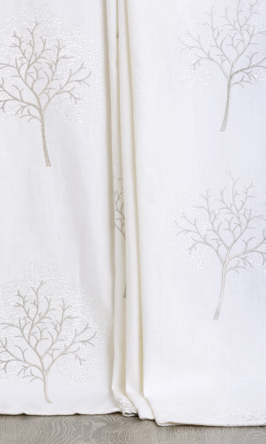 Embroidery Patterned Home Textile Fabric Material Sample (Pure White/ Gray)