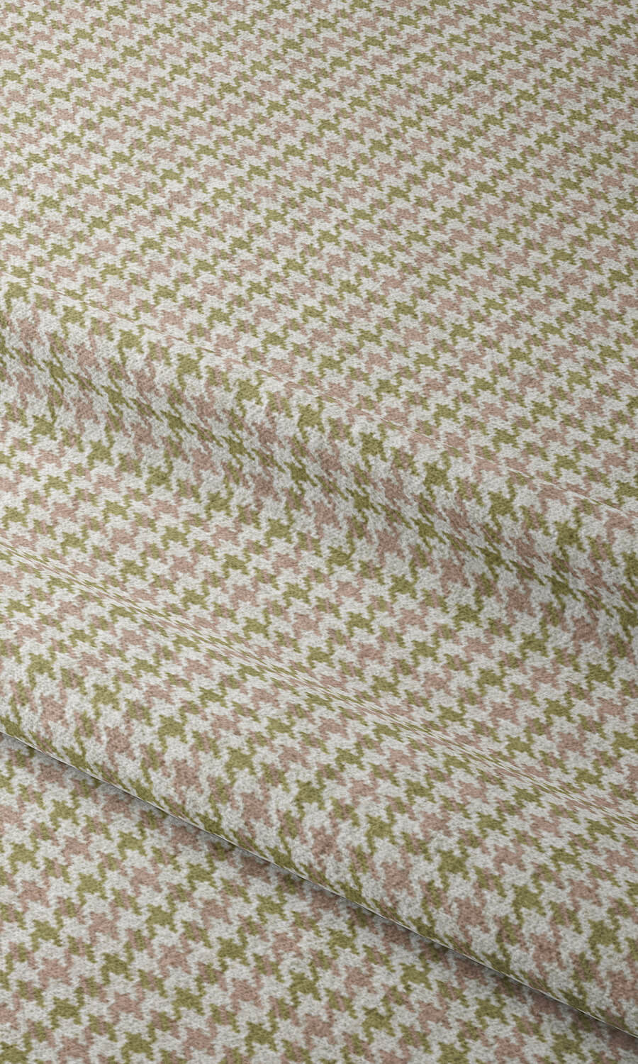 Houndstooth Patterned Home Textile Fabric Material By the Metre (Green & Pink)