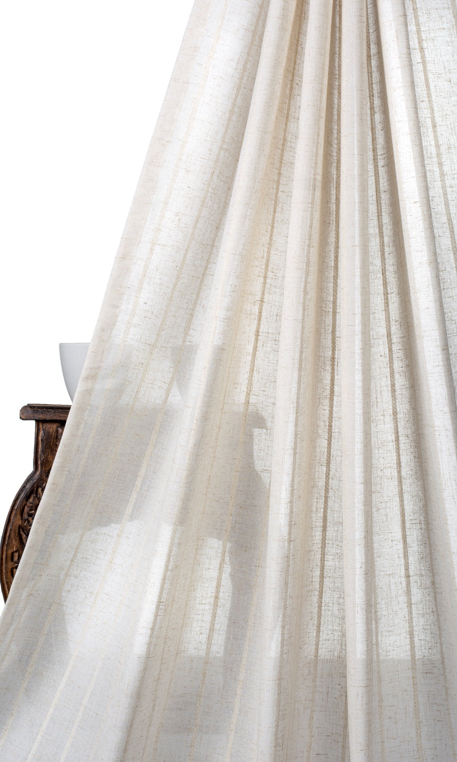 Striped Sheer Home Textile Fabric Material By the Yard (Cream/ Ivory)