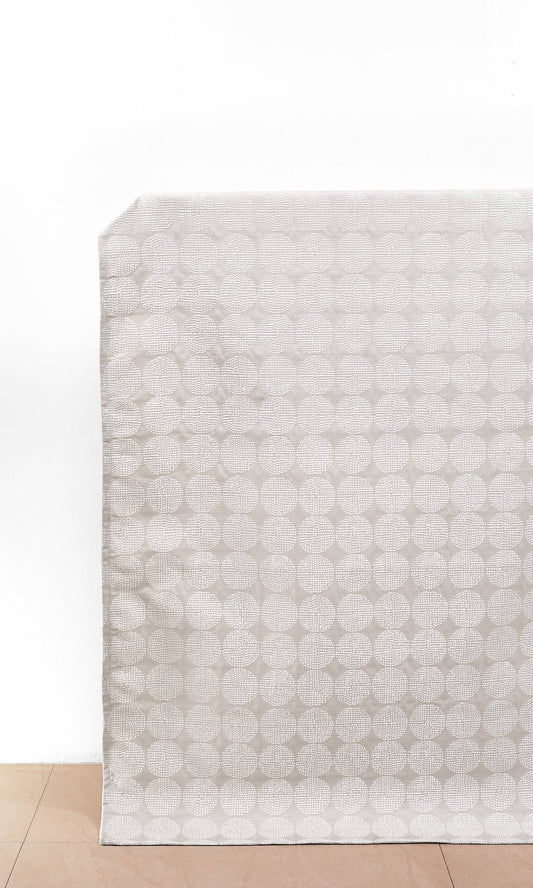 Geometric Embroidered Home Décor Fabric By the Yard (White/ Gray)