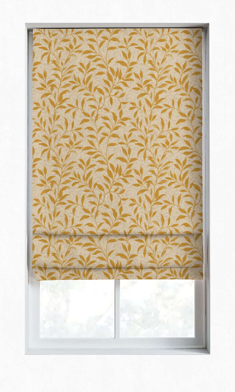 Dimout Floral Window Treatments Fabric By the Yard (Yellow/ Ivory)