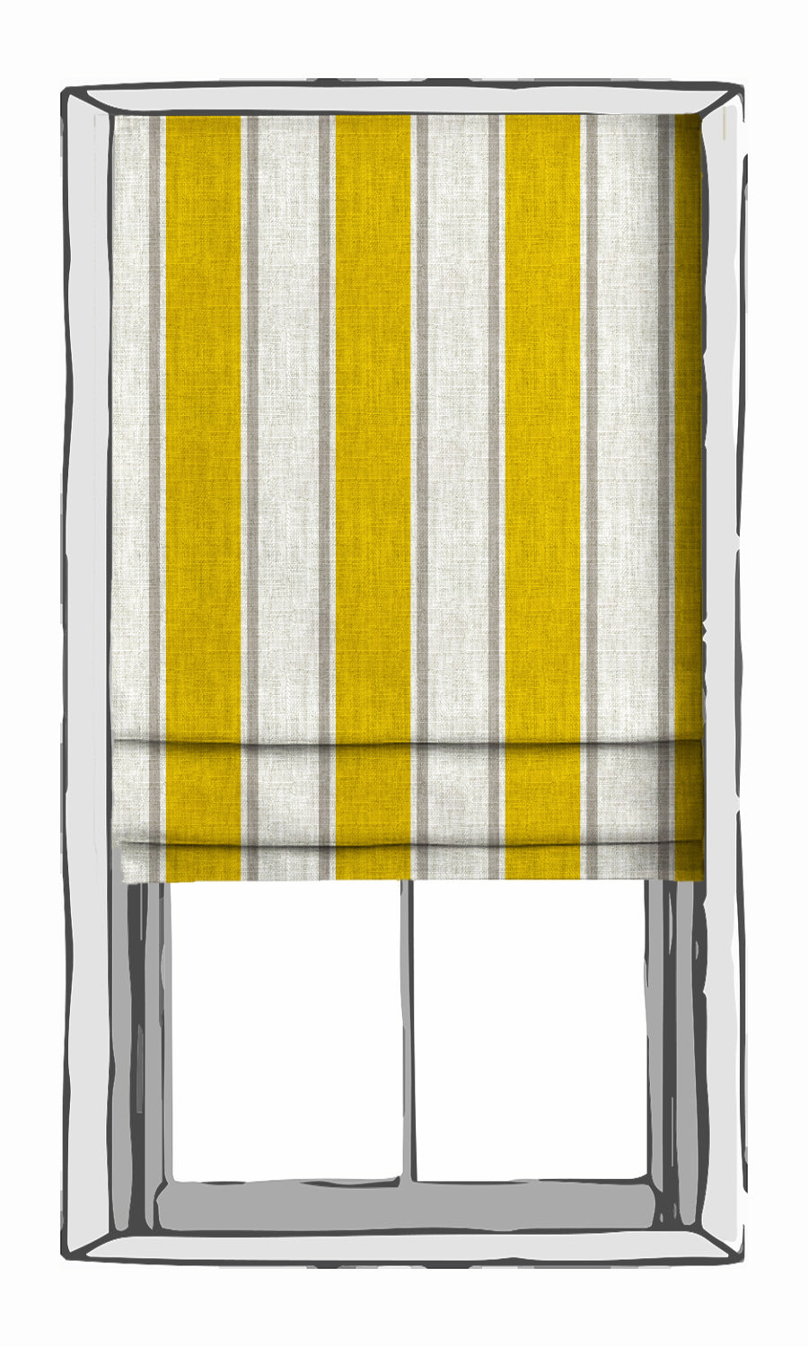Striped Print Window Treatments Fabric By the Yard (Linen White/ Yellow)