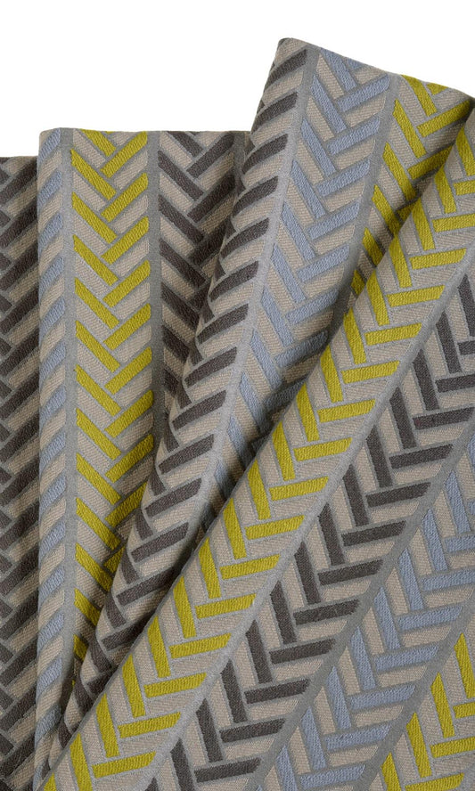 Herringbone Patterned Blinds (Grey/ Yellow)
