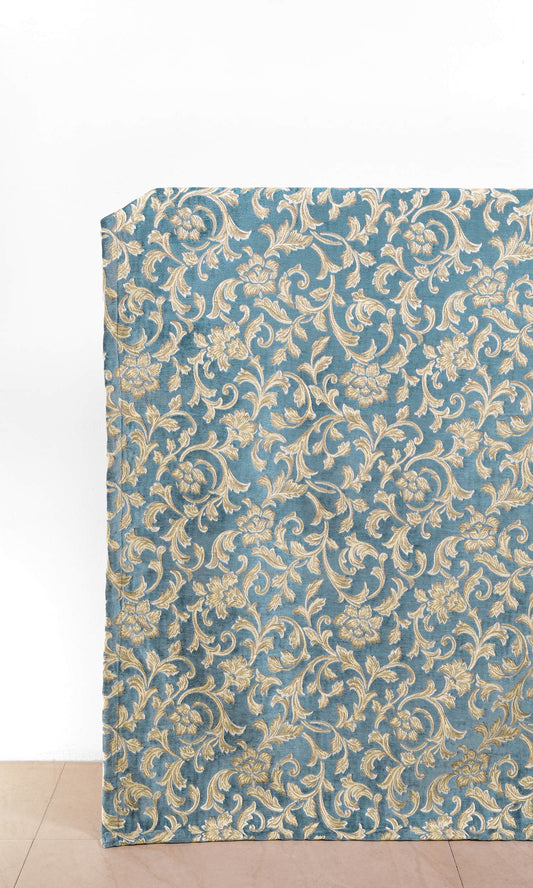 Floral Velvet Home Décor Fabric By the Yard (Beige/ Brown/ Blue)