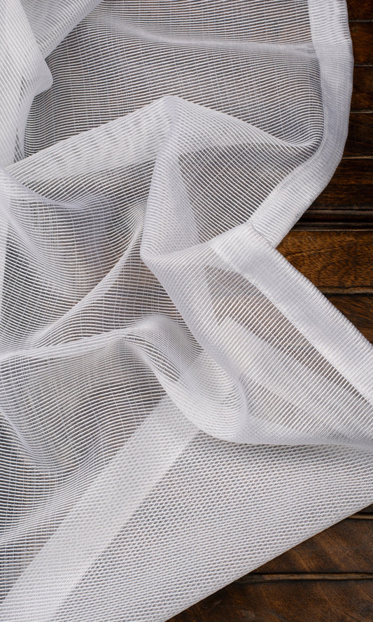 Textured Sheer Home Décor Fabric By the Yard (White)
