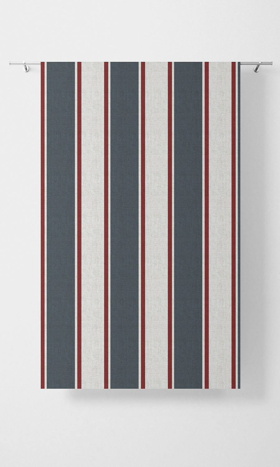 Striped Fabric Material By the Yard (Slate Grey/ Red)