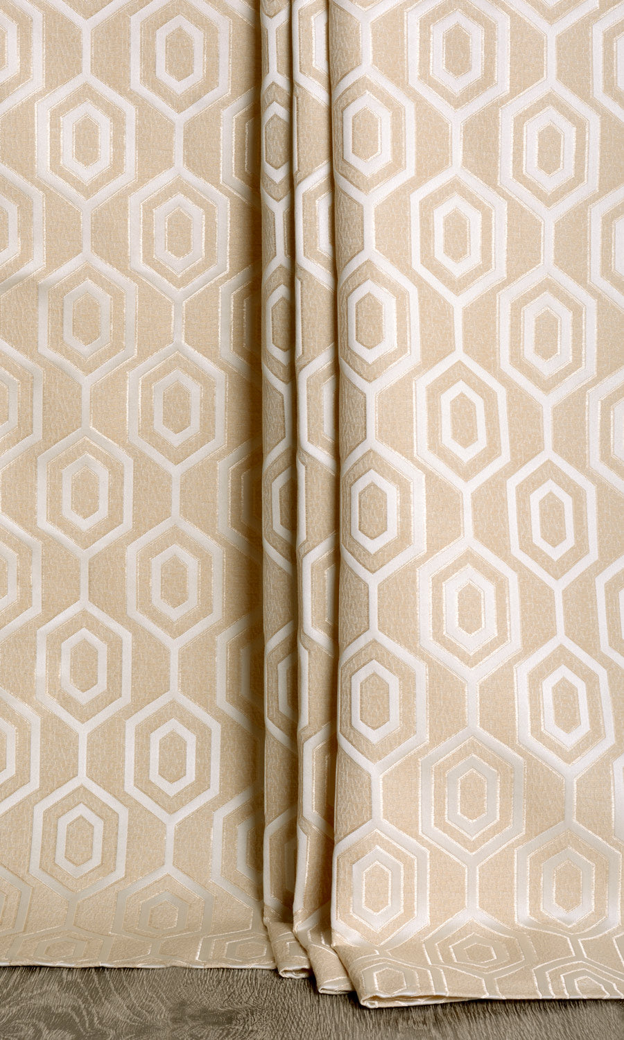 Honeycomb Patterned Window Treatments Fabric Sample (Sand Beige/ White)