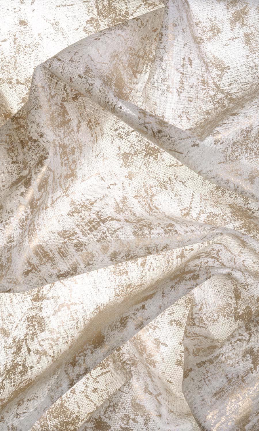 Sheer Home Textile Fabric Material By the Yard (White/ Metallic Golden)